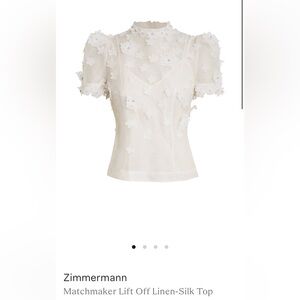 NWT Zimmermann White Linen Floral Appliqué Blouse (Matchmaker Blouse)